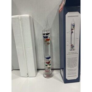 Vintage Galileo Floating Multicolor Balls Glass Tube Scientific Thermometer 16”